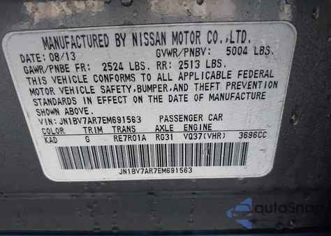 2014 Infiniti Q50 Premium z USA, uszkodzony, nr VIN JN1BV7AR7EM691563